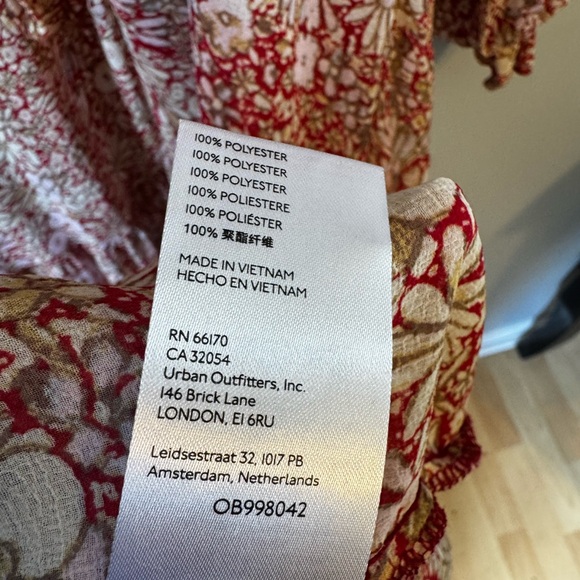 Free People Women’s Feeling Groovy Red Cream Boho Floral Maxi Dress Size M - Picture 7 of 8